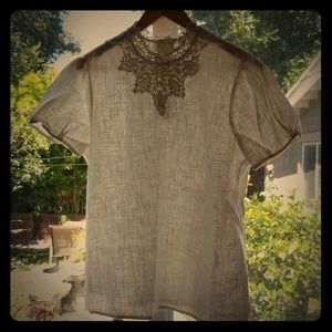 Anthropologie Cotton and knit collar blouse S/P